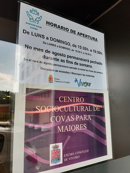 Horario Verano Centro Sociocultural de Covas